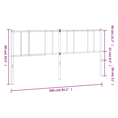 Hoofdbord metaal wit 200 cm 8