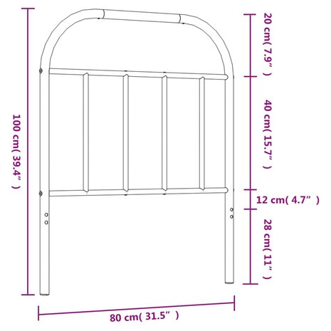 Hoofdbord metaal zwart 75 cm 7