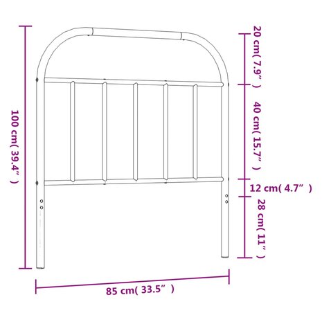Hoofdbord metaal wit 80 cm 7