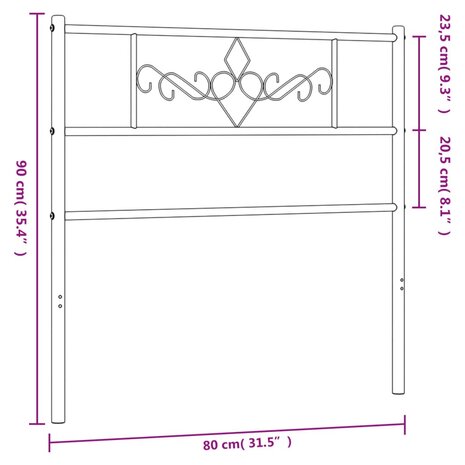 Hoofdbord 75 cm metaal wit 7