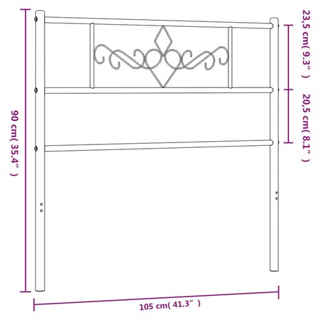 Hoofdbord 100 cm metaal wit 7