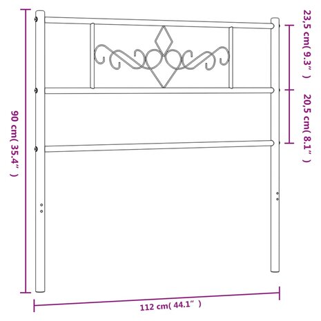 Hoofdbord 107 cm metaal wit 7