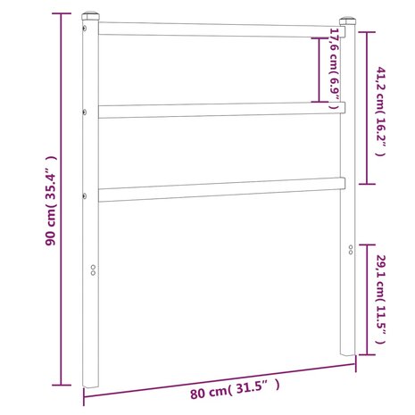 Hoofdbord 75 cm metaal wit 5