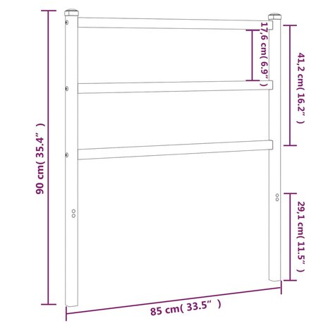 Hoofdbord 80 cm metaal wit 5