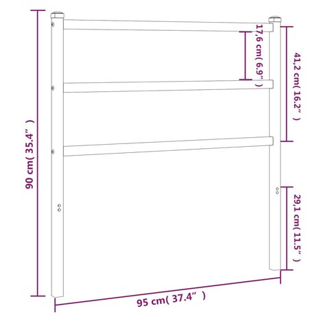 Hoofdbord 90 cm metaal wit 5