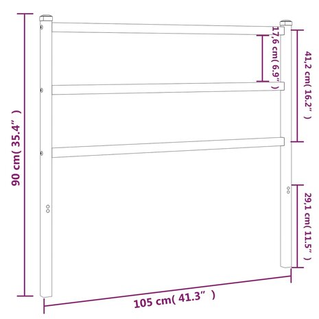 Hoofdbord 100 cm metaal wit 5