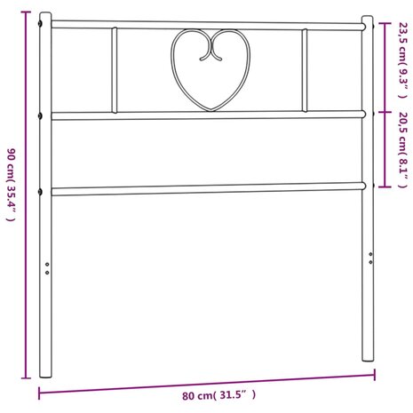 Hoofdbord 75 cm metaal wit 7