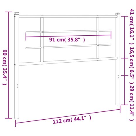 Hoofdbord 107 cm metaal zwart 6