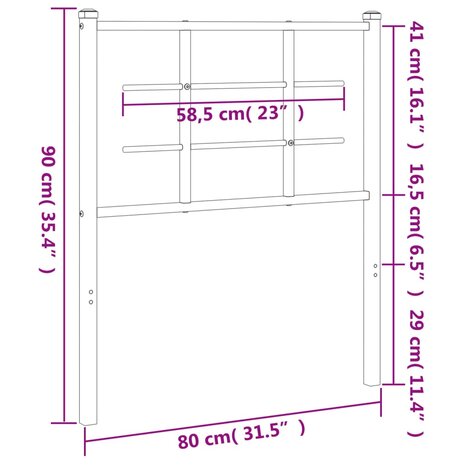 Hoofdbord 75 cm metaal wit 6