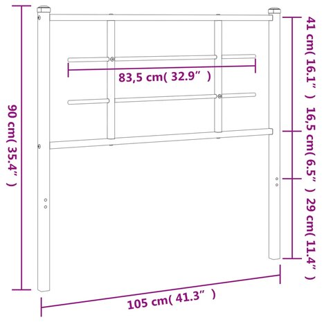 Hoofdbord 100 cm metaal wit 6