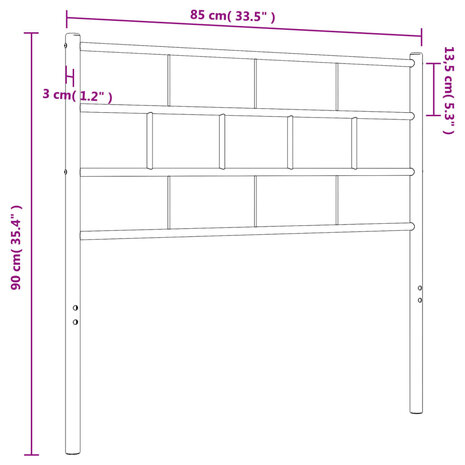 Hoofdbord 80 cm metaal wit 6