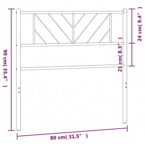 Hoofdbord 75 cm metaal zwart 6