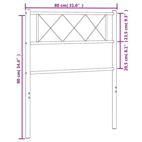 Hoofdbord 75 cm metaal wit 6