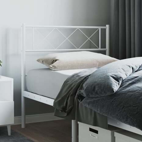 Hoofdbord 90 cm metaal wit 1
