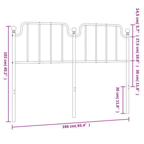 Hoofdbord 160 cm metaal zwart 6