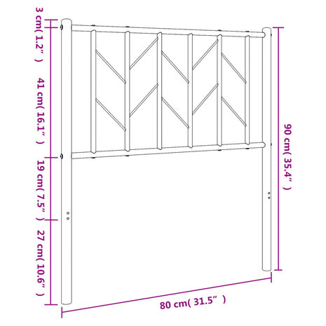 Hoofdbord 75 cm metaal wit 7