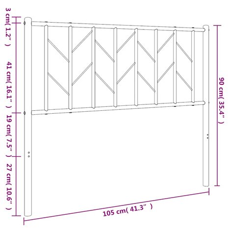 Hoofdbord 100 cm metaal wit 7