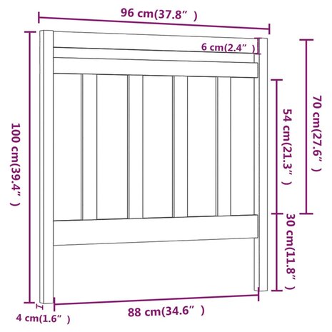 Hoofdbord 96x4x100 cm massief grenenhout 6