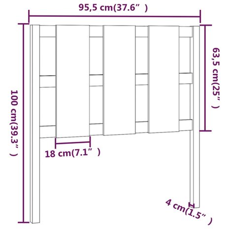 Hoofdbord 95,5x4x100 cm massief grenenhout 6