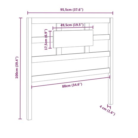 Hoofdbord 95,5x4x100 cm massief grenenhout 6