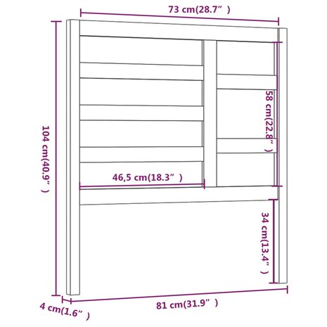 Hoofdbord 81x4x104 cm massief grenenhout honingbruin 6