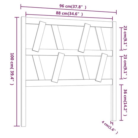Hoofdbord 96x4x100 cm massief grenenhout wit 6