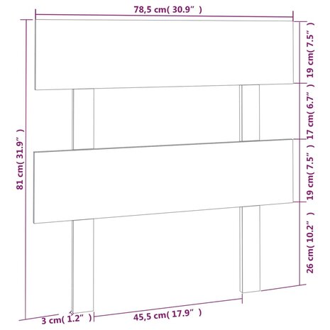 Hoofdbord 78,5x3x81 cm massief grenenhout zwart 6