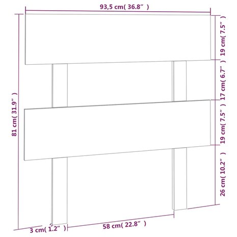 Hoofdbord 93,5x3x81 cm massief grenenhout 6