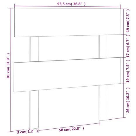 Hoofdbord 93,5x3x81 cm massief grenenhout honingbruin 6