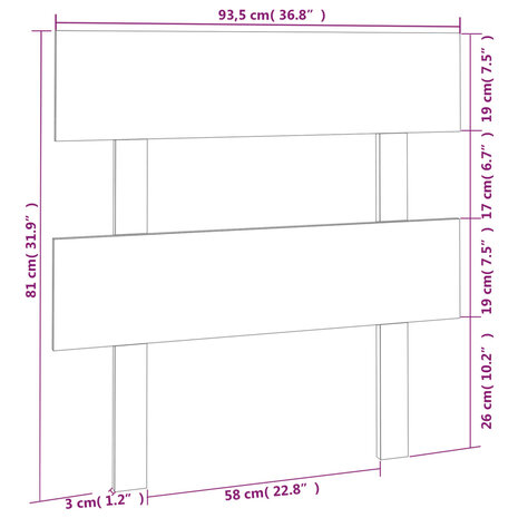 Hoofdbord 93,5x3x81 cm massief grenenhout zwart 6