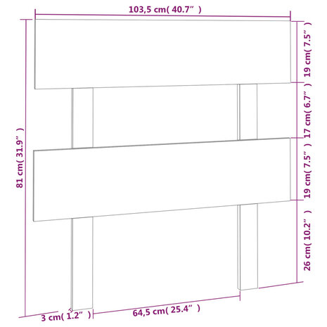 Hoofdbord 103,5x3x81 cm massief grenenhout zwart 6