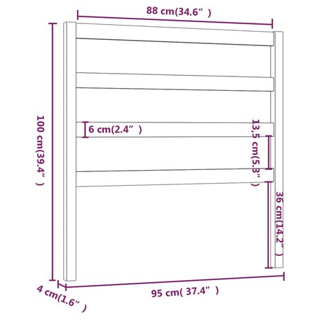 Hoofdbord 95x4x100 cm massief grenenhout wit 6