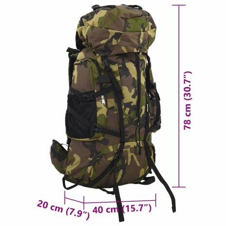 Wandelrugzak 80 L camouflage oxford stof groen 8