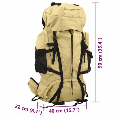 Wandelrugzak 100 L oxford stof kakikleurig 8