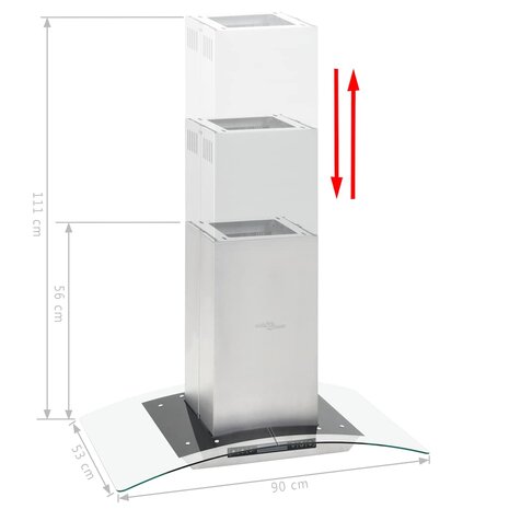 Eilandafzuigkap LCD-scherm sensor 756 m³/u LED 90 cm 4