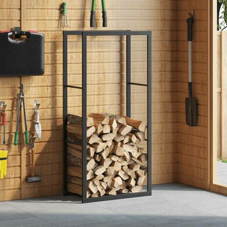 Haardhoutrek 55x30x116 cm staal zwart 3