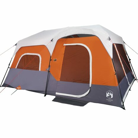 Tent 9-persoons waterdicht met LED lichtgrijs en oranje 6