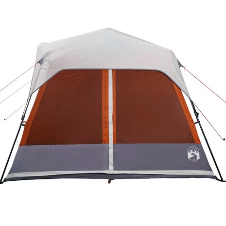 Tent 9-persoons waterdicht met LED lichtgrijs en oranje 8