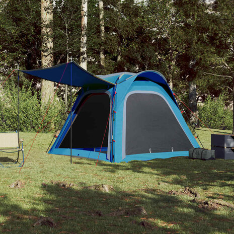 Tent 4-persoons waterdicht snelontgrendeling blauw 3