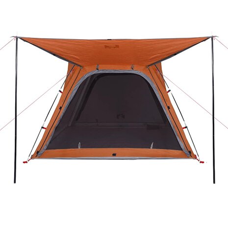 Tent 4-persoons waterdicht snelontgrendeling grijs en oranje 8
