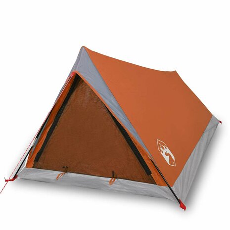 Tent 2-persoons waterdicht grijs en oranje 2