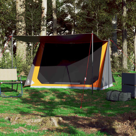 Tent 2-persoons waterdicht grijs en oranje 3
