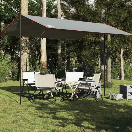 Kampeerluifel waterdicht 400x294 cm grijs en oranje 3