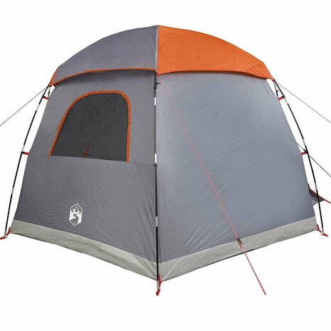 Familietent iglo 6-persoons waterdicht grijs en oranje 7