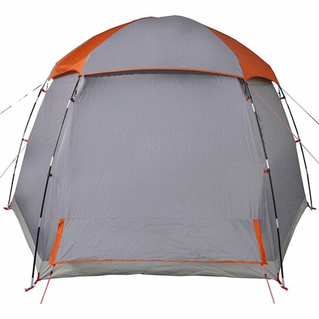 Familietent iglo 6-persoons waterdicht grijs en oranje 8
