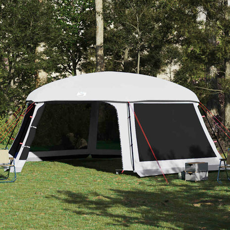 Zwembadtent met uitneembare buiten- gaaswanden 670x590 cm grijs 1