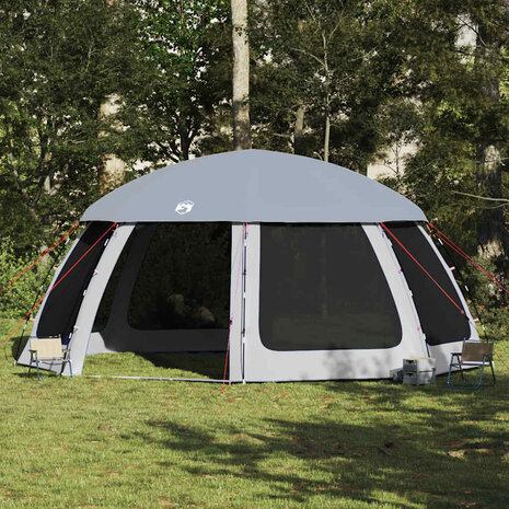 Zwembadtent met uitneembare buiten- gaaswanden 612x612 cm grijs 1