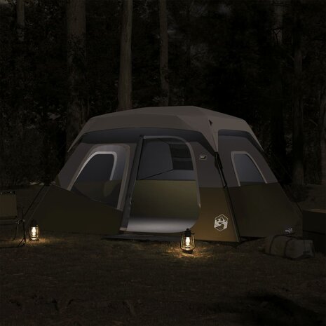 Tent met LED 6-persoons snelontgrendeling lichtgroen 3