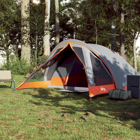 Tent 4-persoons waterdicht grijs en oranje 3