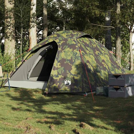 Koepeltent 4-persoons waterdicht camouflage 1